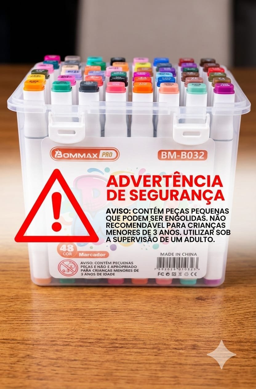 KIT 48 CANETAS MARCADORES PONTA DUPLA PROFISSIONAL BOMMAX PRO + MALETA ACRILICA - Imagem 7