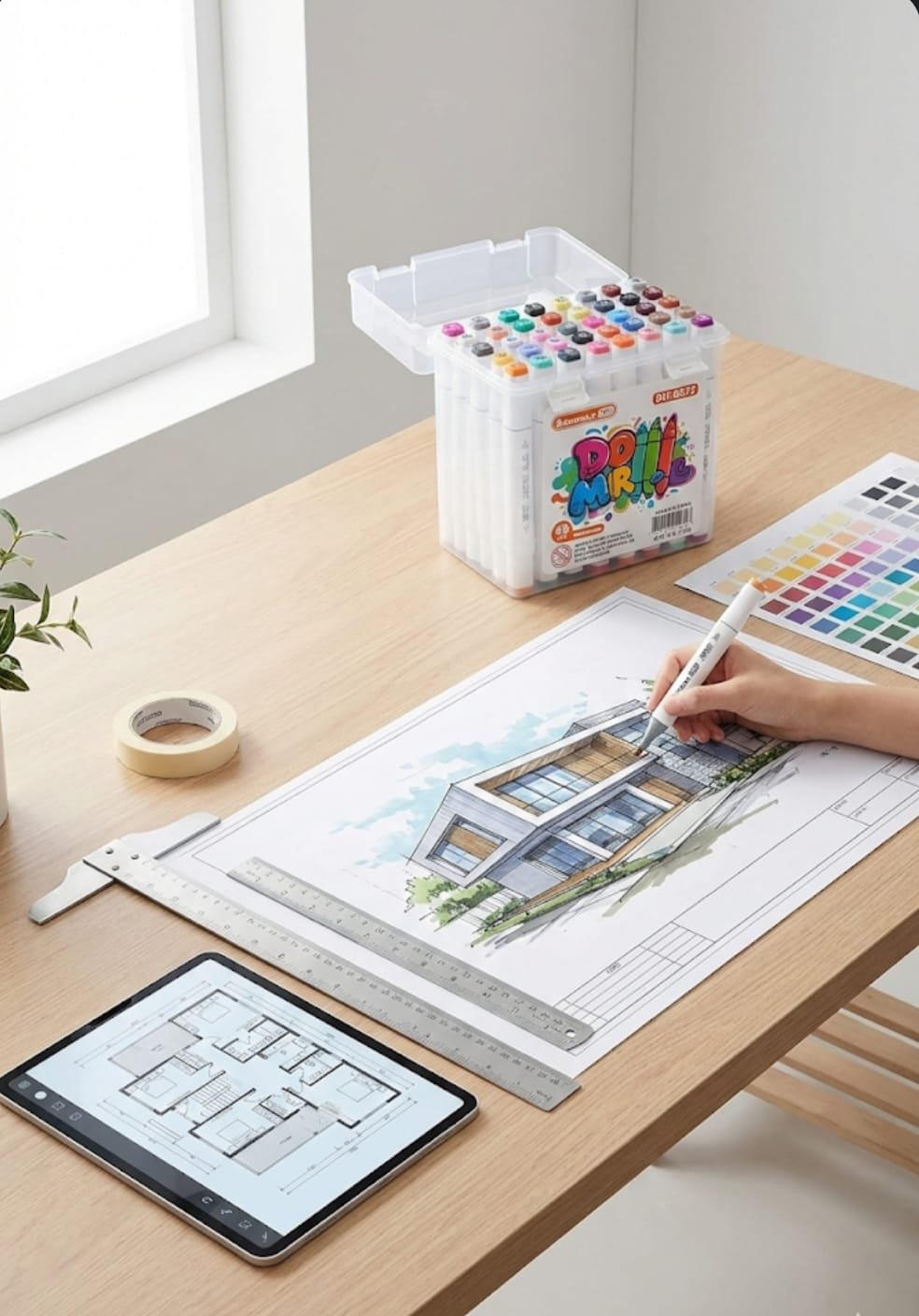 KIT 48 CANETAS MARCADORES PONTA DUPLA PROFISSIONAL BOMMAX PRO + MALETA ACRILICA - Imagem 5