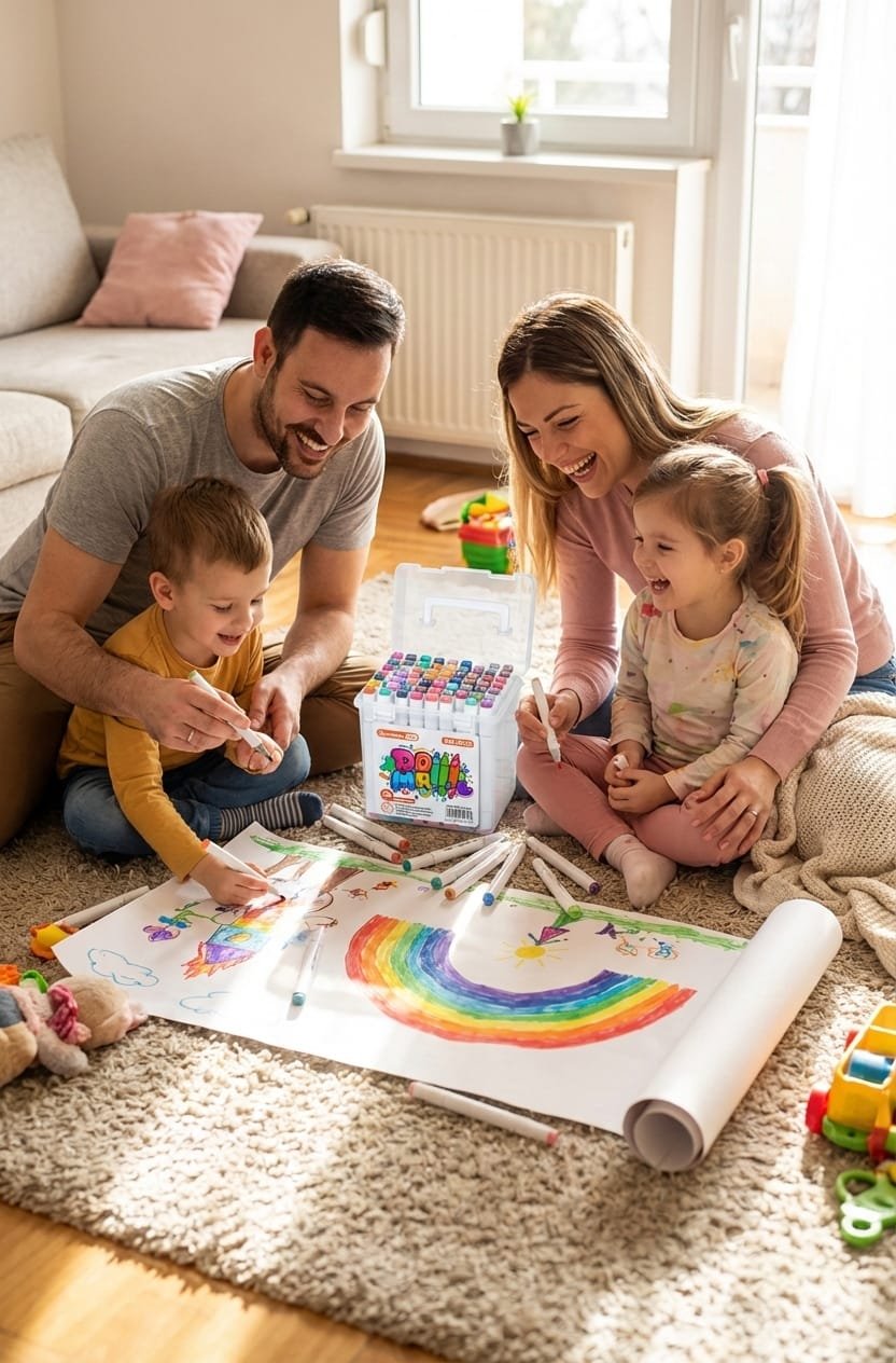 KIT 48 CANETAS MARCADORES PONTA DUPLA PROFISSIONAL BOMMAX PRO + MALETA ACRILICA - Imagem 3