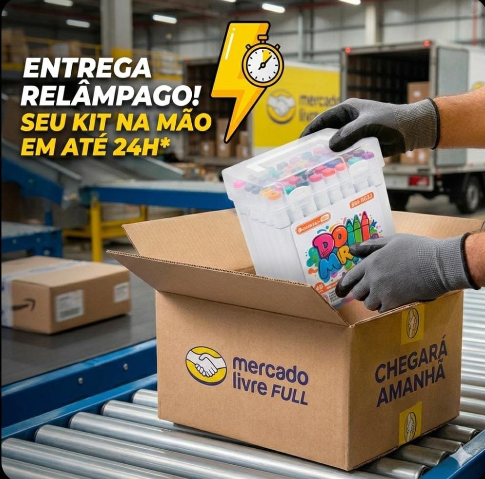 KIT 48 CANETAS MARCADORES PONTA DUPLA PROFISSIONAL BOMMAX PRO + MALETA ACRILICA - Imagem 4